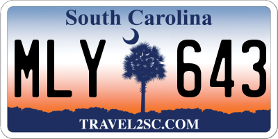 SC license plate MLY643
