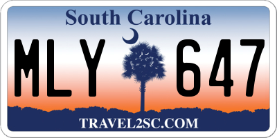 SC license plate MLY647