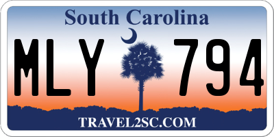 SC license plate MLY794