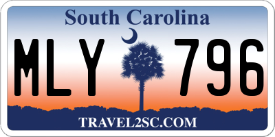 SC license plate MLY796