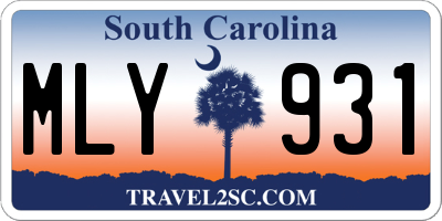SC license plate MLY931