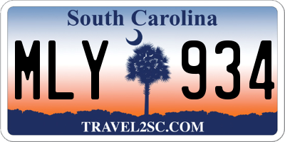 SC license plate MLY934