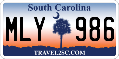 SC license plate MLY986
