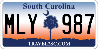 SC license plate MLY987