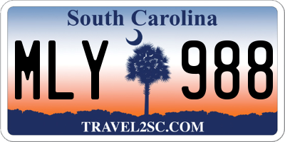 SC license plate MLY988