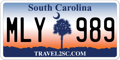 SC license plate MLY989