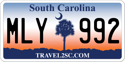 SC license plate MLY992