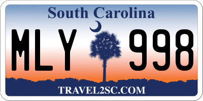 SC license plate MLY998