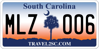 SC license plate MLZ006