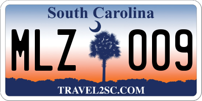 SC license plate MLZ009