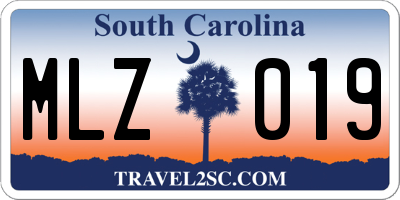 SC license plate MLZ019
