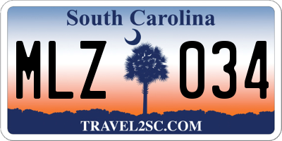 SC license plate MLZ034