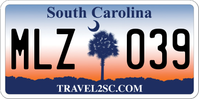 SC license plate MLZ039