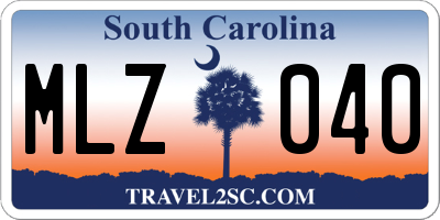 SC license plate MLZ040