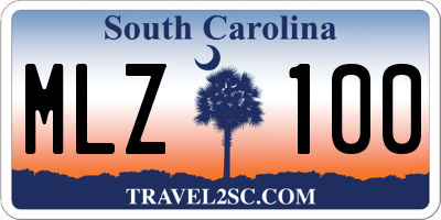 SC license plate MLZ100