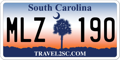 SC license plate MLZ190
