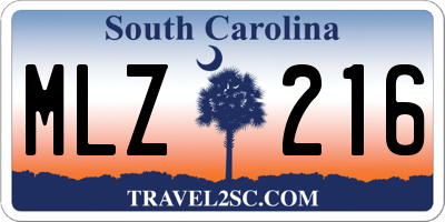 SC license plate MLZ216