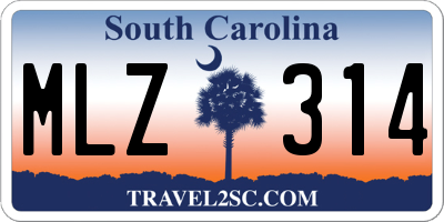 SC license plate MLZ314