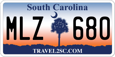 SC license plate MLZ680