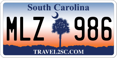 SC license plate MLZ986