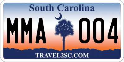 SC license plate MMA004