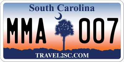 SC license plate MMA007
