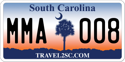 SC license plate MMA008