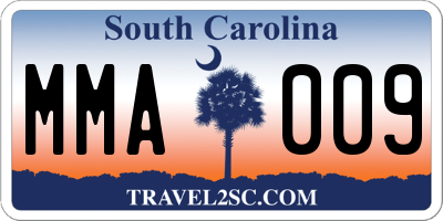 SC license plate MMA009