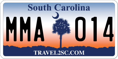 SC license plate MMA014