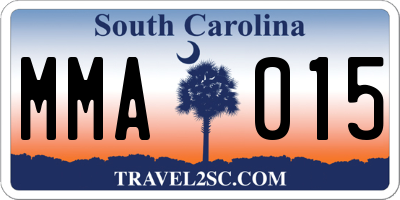 SC license plate MMA015