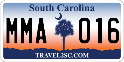 SC license plate MMA016
