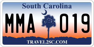 SC license plate MMA019