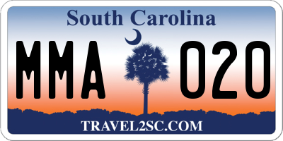 SC license plate MMA020
