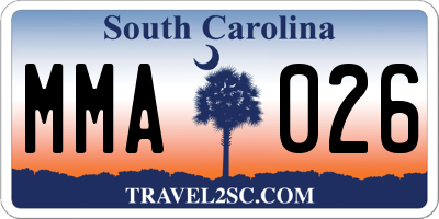 SC license plate MMA026