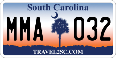 SC license plate MMA032