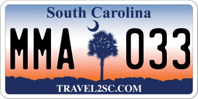 SC license plate MMA033