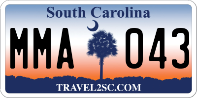 SC license plate MMA043