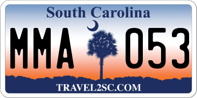 SC license plate MMA053