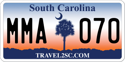 SC license plate MMA070