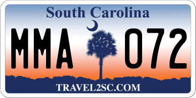 SC license plate MMA072