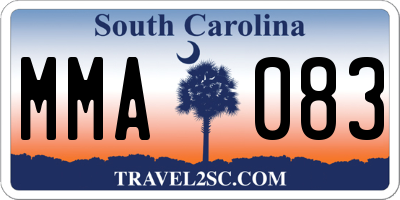 SC license plate MMA083