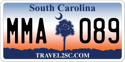 SC license plate MMA089
