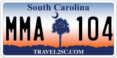 SC license plate MMA104