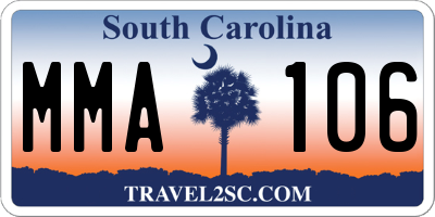 SC license plate MMA106