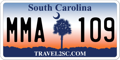 SC license plate MMA109