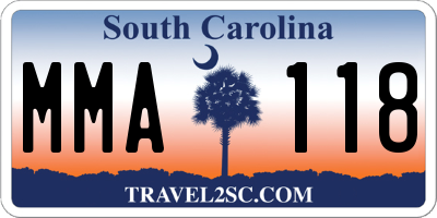 SC license plate MMA118