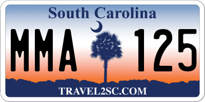 SC license plate MMA125