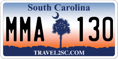 SC license plate MMA130