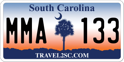 SC license plate MMA133