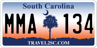 SC license plate MMA134
